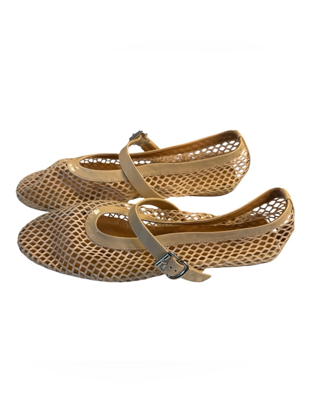 Women's Tan Mesh Mary Jane Flats - Picture 3 of 12